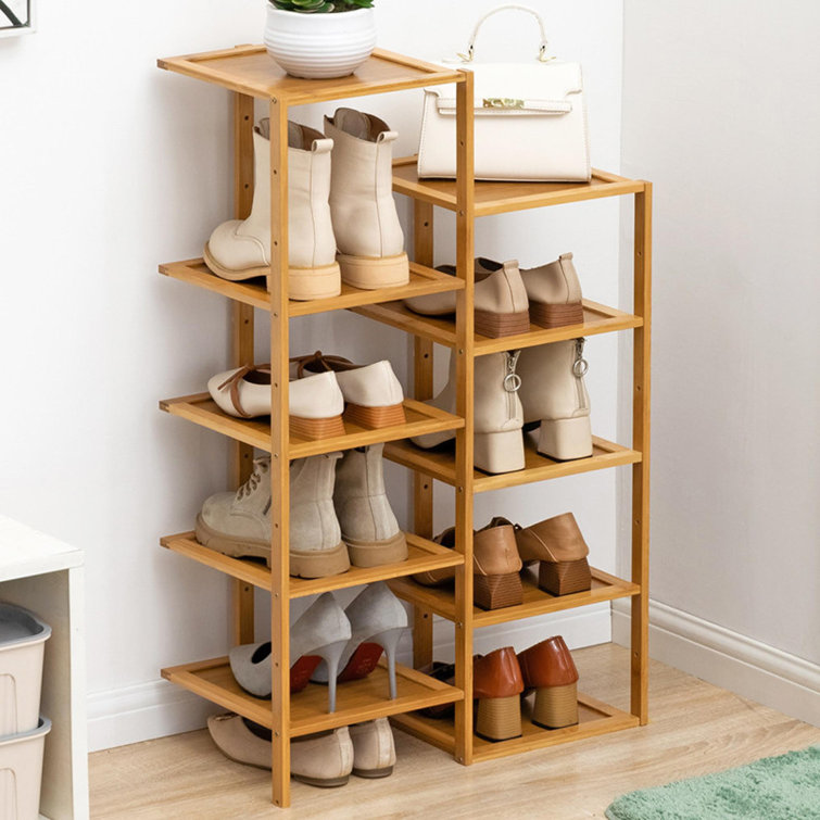 Rebrilliant Wooden Closet Shoe Rack Organizer Closet For Entryway Bamboo Wood Shoe Rack Wayfair